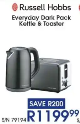 Hirsch's Russell Hobbs Everyday Dark Pack Kettle & Toaster offer