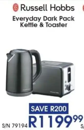 Hirsch's Russell Hobbs Everyday Dark Pack Kettle & Toaster offer