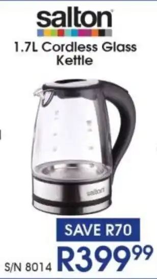 Hirsch's Salton Cordless Glass Kettle offer