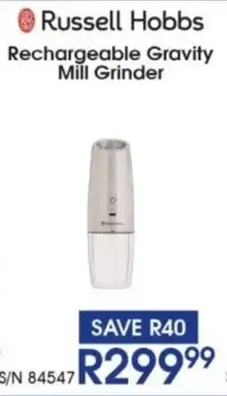 Hirsch's Russell Hobbs Rechargeable Gravity Mill Grinder offer