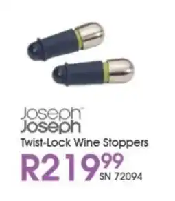 Hirsch's Joseph Joseph Twist-Lock Wine Stoppers offer