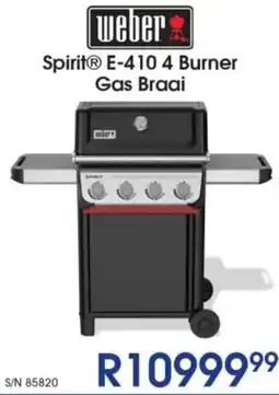Hirsch's Weber Spirit E-410 4 Burner Gas Braai offer