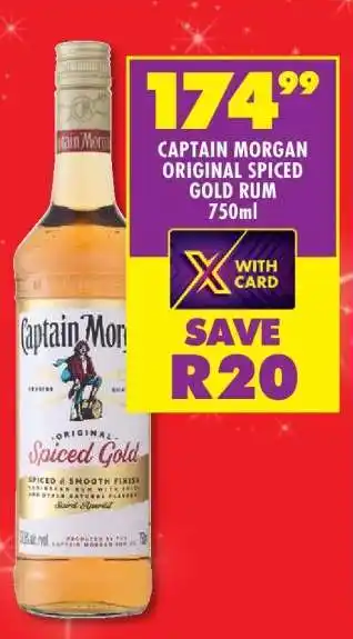 Shoprite CAPTAIN MORGAN ORIGINAL SPICED GOLD RUM 750ml offer