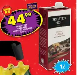 Shoprite DROSTDY HOF CLARET RED/ ADELPRACT WHITE WINE offer