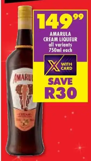 Shoprite AMARULA Cream Liqueur offer