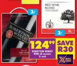 Shoprite ROBERTSON WINERY WINE all variants offer