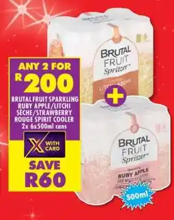 Shoprite BRUTAL FRUIT SPARKLING RUBY APPLE/LITCHI SECHE/STRAWBERRY ROUGE SPIRIT COOLER offer
