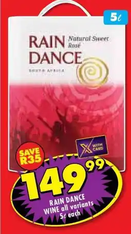 Shoprite RAIN DANCE WINE all variants offer