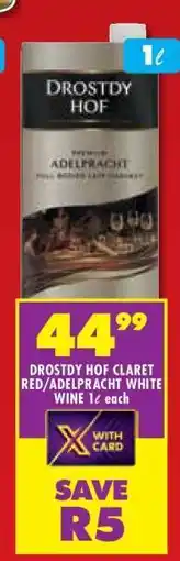 Shoprite DROSTDY HOF CLARET RED/ADELPRACHT WHITE WINE offer