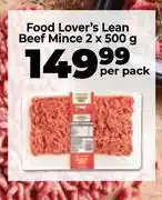 Food Lover's Market Food Lover's Lean Beef Mince-2 x 500g Per Pack offer