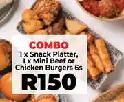 Food Lover's Market 1 x Snack Platter, 1 x Mini Beef Or Chicken Burgers 6s-Combo offer