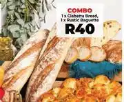 Food Lover's Market 1 x Ciabatta Bread, 1 x Rustic Baguette-Combo offer