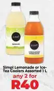 Food Lover's Market Simpl Lemonade Or Ice Tea Coolers Assorted-For 2 x 1L offer