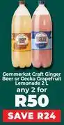 Food Lover's Market Gemmerkat Craft Ginger Beer Or Gecko Grapefruit Lemonade-For 2 x 2L offer