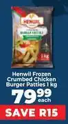 Food Lover's Market Henwil Frozen Crumbed Chicken Burger Patties-1kg offer