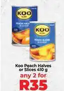 Food Lover's Market Koo Peach Halves Or Slices-For Any 2 x 410gm offer
