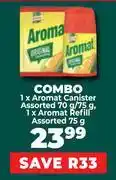 Food Lover's Market 1 x Aromat Canister Assorted 70gm/75gm, 1 x Aromat Refill Assorted 75gm-Per Combo offer