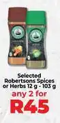 Food Lover's Market Selected Robertsons Spices Or Herbs 12gm/103gm-For Any 2 offer