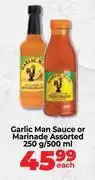 Food Lover's Market Garlic Man Sauce Or Marinade Assorted 250gm/500ml-Each offer