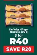 Food Lover's Market De Vries Ginger Biscuits-For 3 x 200gm offer