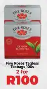Food Lover's Market Five Roses Tagless Teabags-For 2 x 100s Pack offer