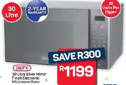 Pick n Pay Hypermarket DEFY Silver Mirror Finish Electronic Microwave Oven offer