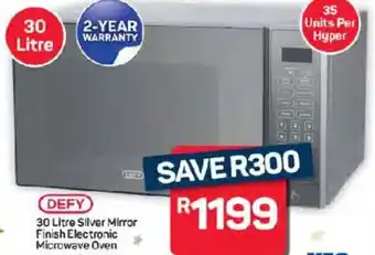 Pick n Pay Hypermarket DEFY Silver Mirror Finish Electronic Microwave Oven offer