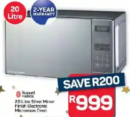Pick n Pay Hypermarket Russell Hobbs Silver Mirror Finish Electronic Microwave Oven offer