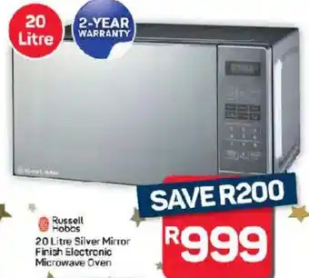 Pick n Pay Hypermarket Russell Hobbs Silver Mirror Finish Electronic Microwave Oven offer