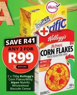 Checkers Kellogg's Corn Flakes/ Alpen Nutrific Wholewheat Biscuits Cereal offer