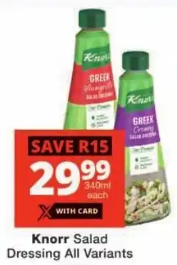 Checkers Knorr Salad Dressing All Variants offer