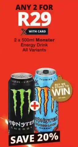Checkers Monster Energy Drink All Variants offer