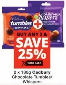 Checkers Cadbury Chocolate Tumbles/ Whispers offer