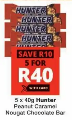 Checkers Hunter Peanut Caramel Nougat Chocolate Bar offer