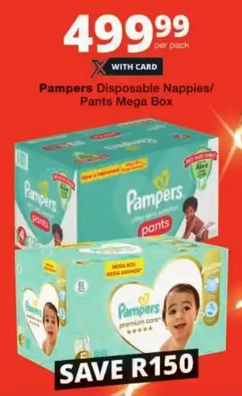 Checkers Pampers Disposable Nappies/ Pants Mega Box offer
