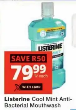 Checkers Listerine Cool Mint Anti-Bacterial Mouthwash offer