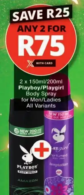 Checkers Playboy/ Playgirl Body Spray for Men/ Ladies All Variants offer