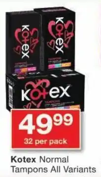 Checkers Kotex Normal Tampons All Variants offer