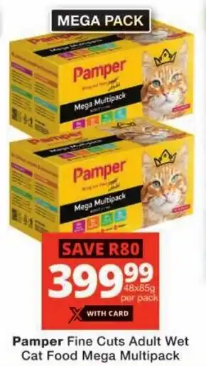 Checkers Pamper Fine Cuts Adult Wet Cat Food Mega Multipack offer