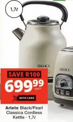 Checkers Ariete Black/ Pearl Classica Cordless Kettle offer