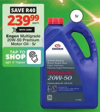 Checkers Engen Multigrade 20W-50 Premium Motor Oil offer