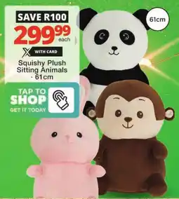 Checkers Squishy Plush Sitting Animals offer