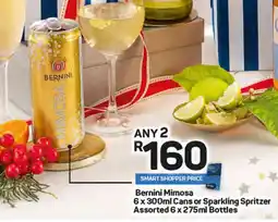 Pick n Pay Bernini Mimosa Cans or Sparkling Spritzer Assorted Bottles offer