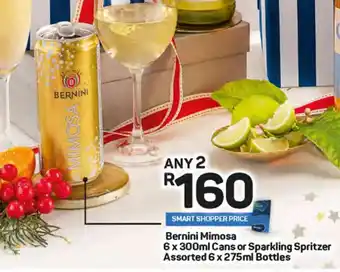 Pick n Pay Bernini Mimosa Cans or Sparkling Spritzer Assorted Bottles offer