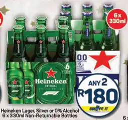 Pick n Pay Heineken Lager, Silver or 0% Alcohol Non-Returnable Bottles offer