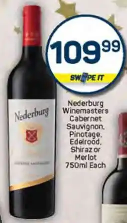 Pick n Pay Nederburg Winemasters Cabernet Sauvignon. Pinotage, Edelrood, Shiraz or Merlot offer