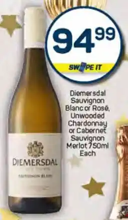 Pick n Pay Diemersdal Sauvignon Blanc or Rosé, Unwooded Chardonnay or Cabernet Sauvignon Merlot offer