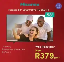 Teljoy Hisense 58" Smart Ultra HD LED TV offer