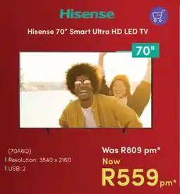 Teljoy Hisense 70" Smart Ultra HD LED TV offer