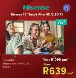 Teljoy Hisense 75" Smart Ultra HD QLED TV offer